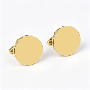 Gold stainless steel round mirror polished French cufflinks for men shirt cuff studs detail