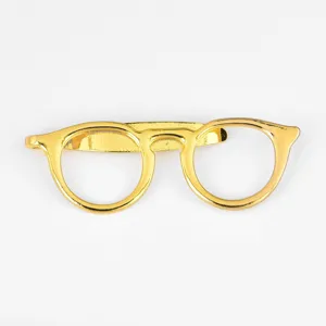 Gold glasses shaped tie clip stylish metal mens suit accessory for wedding business gift