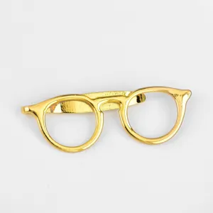 Gold glasses shape metal tie clip fashion men suit accessory detail view stylish charm