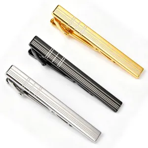 Men Business Tie Clip Laser Grid Pattern Metal Alloy Iron Necktie Bar For Professional Suit Wedding Party Accessory Silver Gold Black