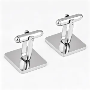 Stainless steel square cufflinks with mirror polish finish, perfect for men dress shirts.