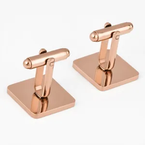 Stainless steel rose gold square mirror polished French cufflinks for men shirts cuff links
