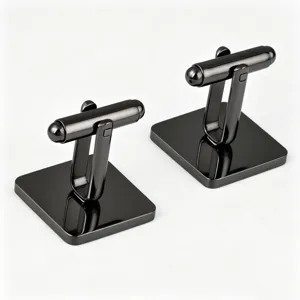 Premium stainless steel gunmetal finish square cufflinks for men shirt French cuffs accessory.