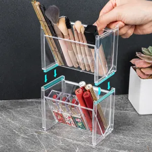Organizador de maquillaje de acrílico transparente caja de almacenamiento para cosméticos