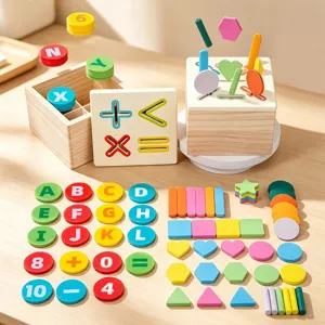 Caja Clasificadora de Formas de Madera Bloques Geométricos Juguete Multicolor Reconocimiento Alfabeto Números Montessori Educativo