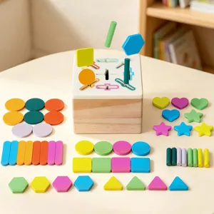 Caja de clasificación de formas de madera, juguete educativo Montessori, bloques geométricos.