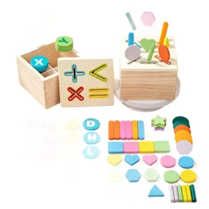 Caja clasificadora de formas de madera para niños, conjunto de bloques de rompecabezas.