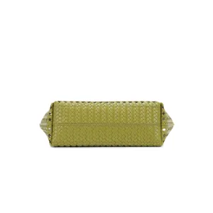 Sac à main en cuir tissé vert élégant cabas pour femmes travail quotidien chic mode