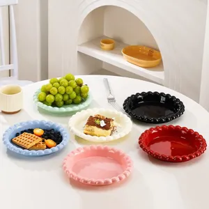 Plato de plástico estilo ins con borde de cuentas, frutero creativo y bandeja para aperitivos.