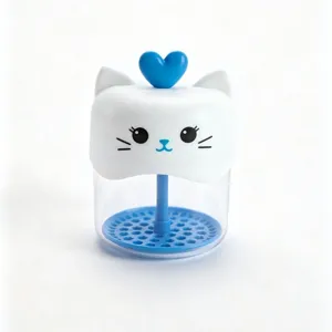 Cute cat facial cleanser foaming cup detail view, plastic bubble maker tool for daily skin care.