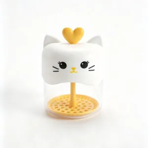Cute cat facial cleanser foamer detail view for rich and delicate bubbles creation.