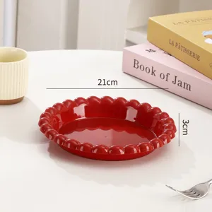 Plato de plástico rojo con borde ondulado 21cm frutero bandeja para aperitivos