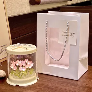 Vista dettagliata della lampada notturna tulipano creativa in confezione regalo.