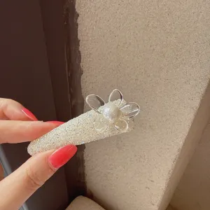 Sweet rhinestone flower pearl BB clip for women side hair styling accessory elegant hairpin