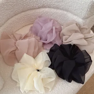 Pince Banane Nœud en Maille Oversize Élégante Pince à Cheveux Queue de Cheval Accessoires de Cheveux Doux pour Femmes