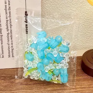Parti lampada notte tulipano DIY, perline fiori blu e perle di cristallo per artigianato.