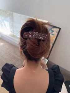 Korean style acetate polka dot large duckbill hair clip elegant back head hair claw for women