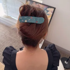 Korean acetate polka dot large hair claw clip for elegant bun styling and daily hair wear