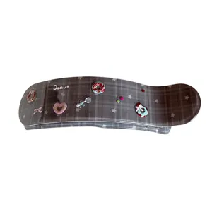 Korean style acetate plaid large duckbill hair clip elegant barrette for women styling
