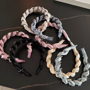 Sweet crystal wrapped fabric headband for women stylish hair accessory detail shot