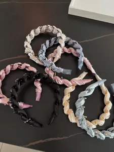 Sweet crystal braided headband for women, trendy satin hair hoop with clips for chic fashion wear.