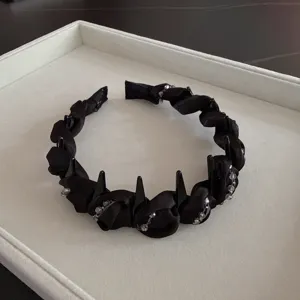 Black crystal wrapped headband sweet style hair hoop for women daily wear accessory