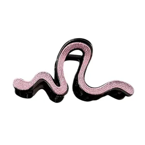 Rhinestone irregular geometric hair claw clip elegant pink crystal shark hair clip for women