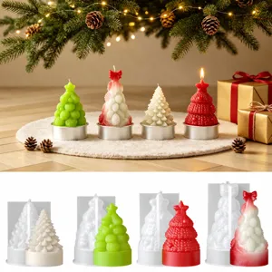 Moule en Silicone Arbre de Noël 3D Pomme de Pin Nœud Texture Tricot Bougie Aromathérapie Moule en Plâtre Décoration Maison