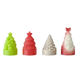Ensemble de moules en silicone arbre de Noël pour bougies parfumées, quatre styles.