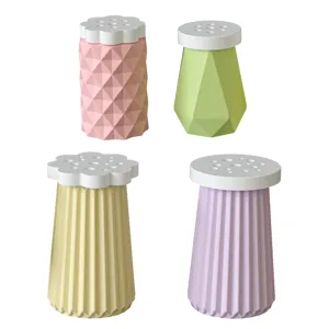 Detailed view of silicone mold sets featuring various geometric patterns and colors.