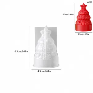 Vue rapprochée détaillée du moule en silicone de sapin de Noël tricoté en 3D.