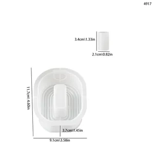Silicone mold for DIY vase crafting, transparent white geometric design with dimensions.