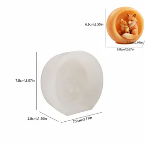 Fox family moon silicone mold for handmade aroma candle and plaster craft resin decor DIY.