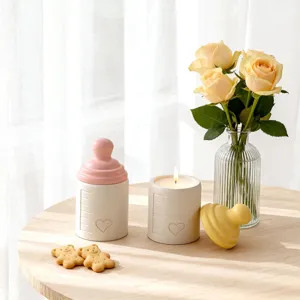 Cute baby bottle shaped candle jar silicone mold ceramic storage container home decor item