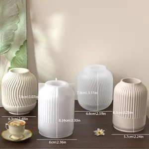 Molde de silicona para florero con rayas de ondas verticales estilo nórdico DIY