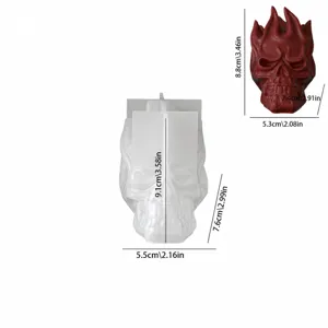Stampo in silicone teschio di fiamma per candele aromaterapia Halloween 3D fai da te.