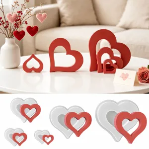 Stampo in Silicone a Cuore Cavo Minimalista Stampo per Candele in Gesso per Aromaterapia fai da te Ornamento da Scrivania in Stile Ins