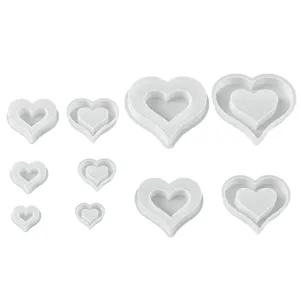 Set stampi in silicone a cuore per candele fai da te, decorazione in gesso, varie dimensioni.