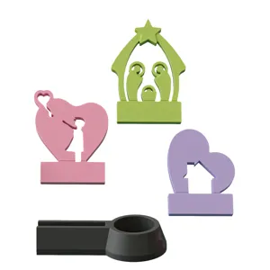 Ensemble de moules en silicone avec inserts cœur ballon et maison avec socle pour loisirs créatifs.