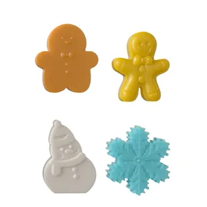 Christmas silicone mold set featuring 3D gingerbread man, snowman and snowflake for DIY crafts.