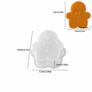 Gingerbread man silicone mold for DIY aromatherapy candle plaster craft 3D baking tool