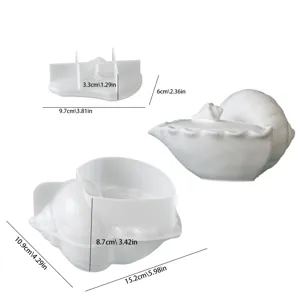Sea shell silicone mold size details for DIY candle jar and plaster craft making.