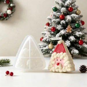 Stampo in silicone triangolare Babbo Natale fai-da-te per candele profumate e ornamenti.