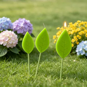 Bougies parfumées en forme de feuille verte pour décoration de jardin et affichage DIY.