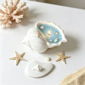 Ocean style seashell scented candle blue wax home decorative ornament with beach props