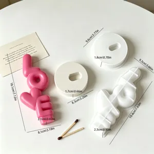 LOVE letter candle silicone mold set for DIY resin plaster crafts and Valentine decor