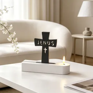 Decorative cross candle holder silicone mold DIY aromatherapy gypsum base ornament supply