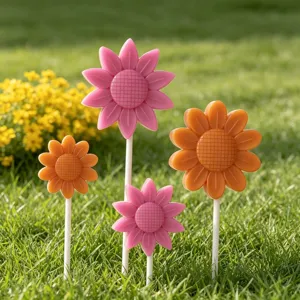 Piquets de jardin de fleurs colorees pelouse decoration exterieure batons de fleurs