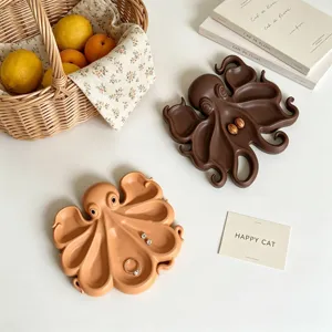 Ocean style octopus jewelry tray resin ring dish decorative storage plate home decor desktop organizer