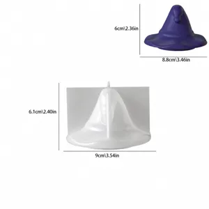 Ghost witch hat silicone mold detail view, Halloween pumpkin storage jar lid making tool.